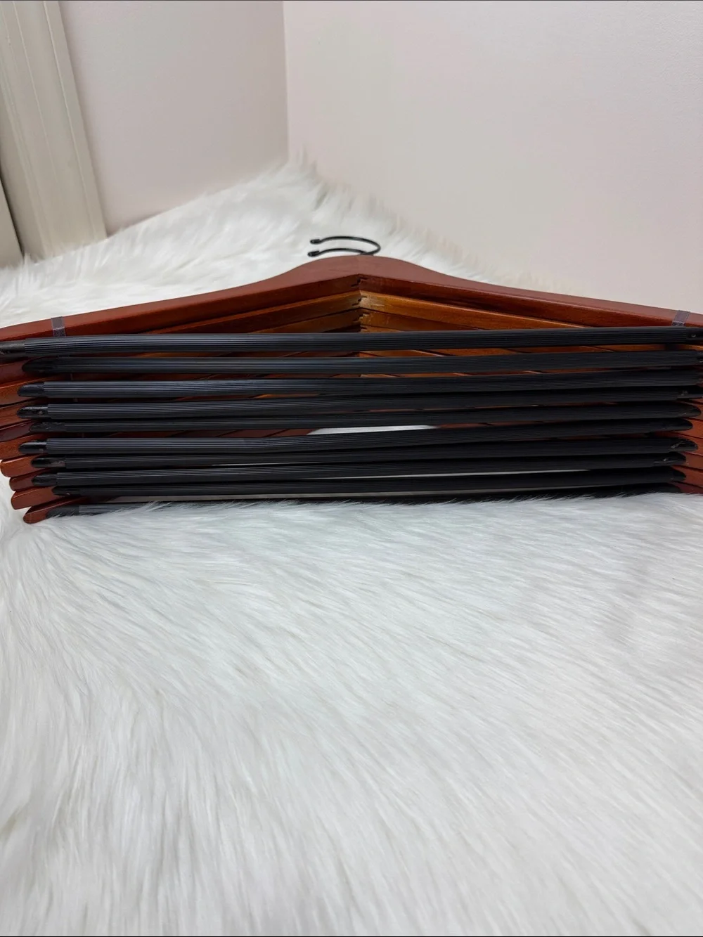 Brookstone Premium Wooden Hangers with Bar in Mahogany  - Set of 10